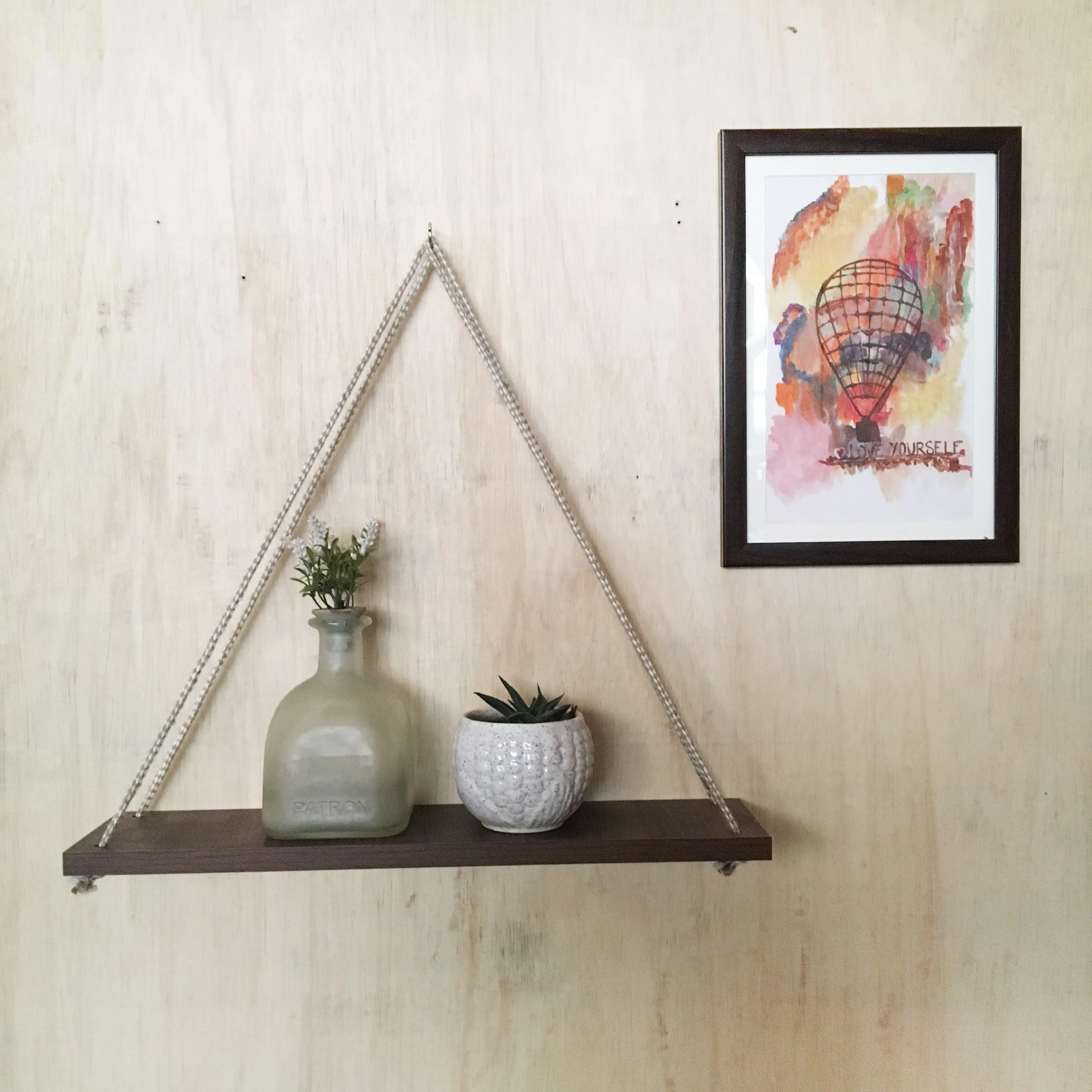 Handmade Hanging Shelves Rope/Floating Shelf Wall Art By Miza