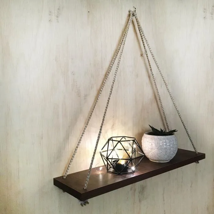 Handmade Hanging Shelves Rope/Floating Shelf Wall Art By Miza