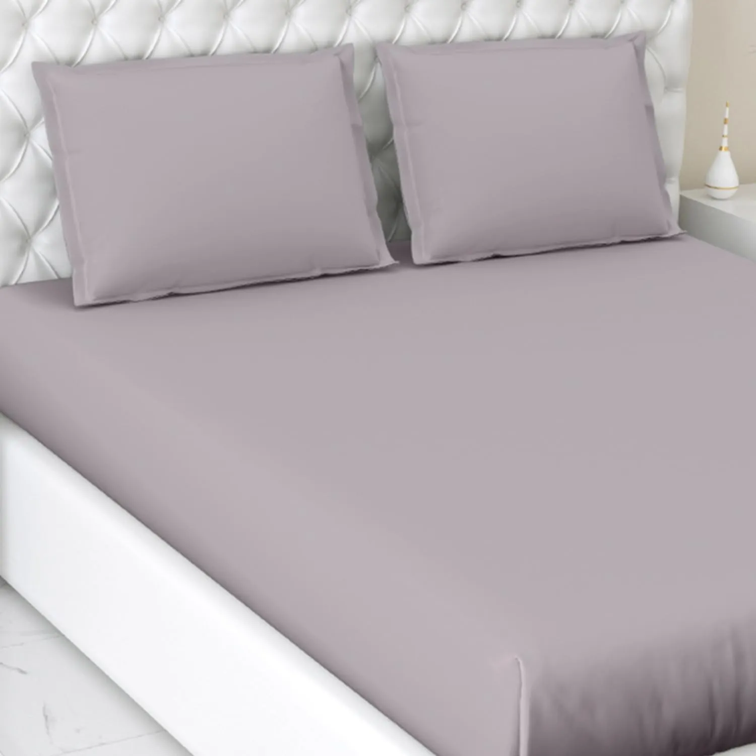 haus & kinder 100% Cotton Elastic Fitted Bedsheet King Size for Double Bed | 300TC 1 Elastic Bedsheet King Size Cotton & 2 Pillow Covers (78 x 72 Inches   13 Deep Pocket) | Mauve