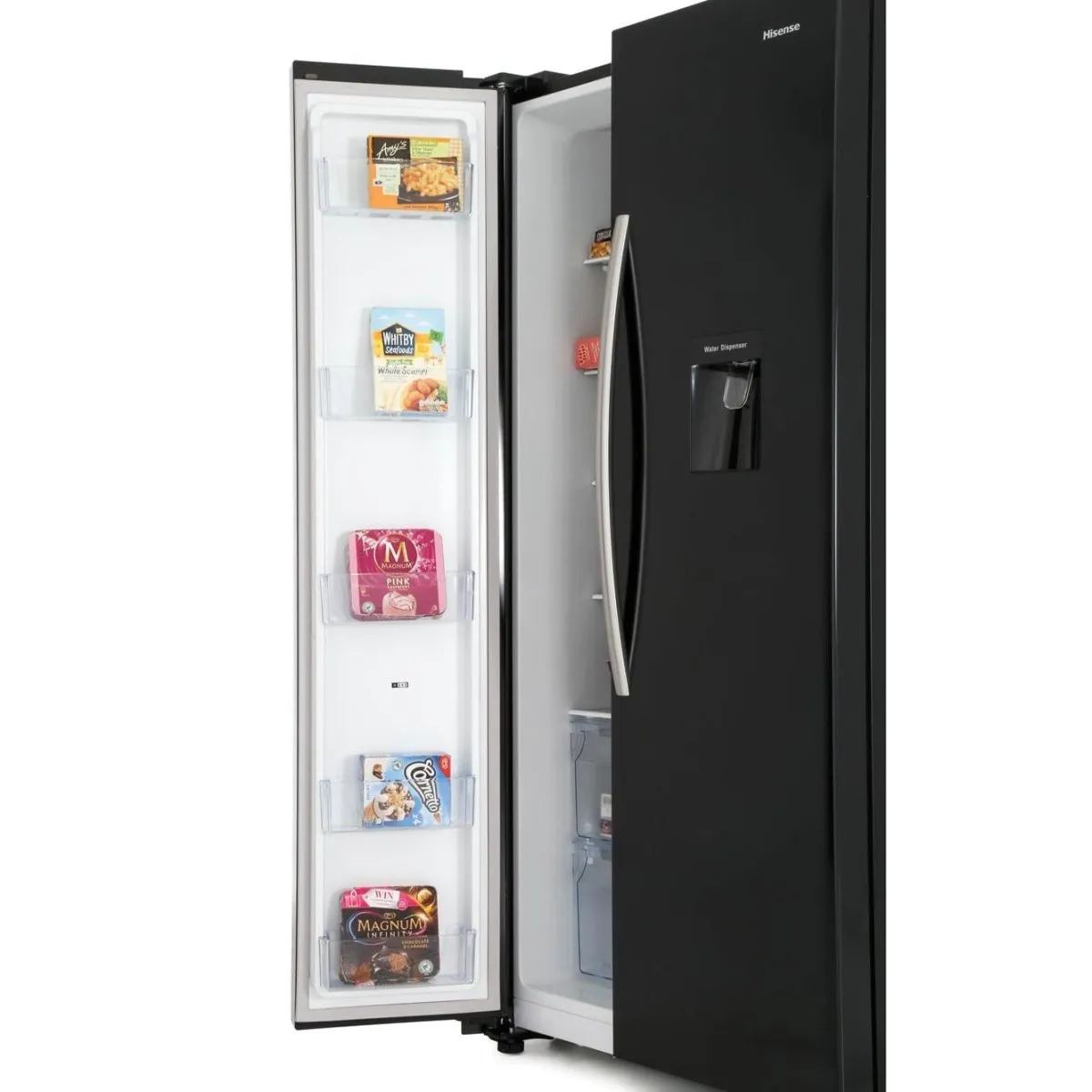 Hisense RS741N4WB11 Non Plumed American Style Fridge Freezer in Black A  Energy