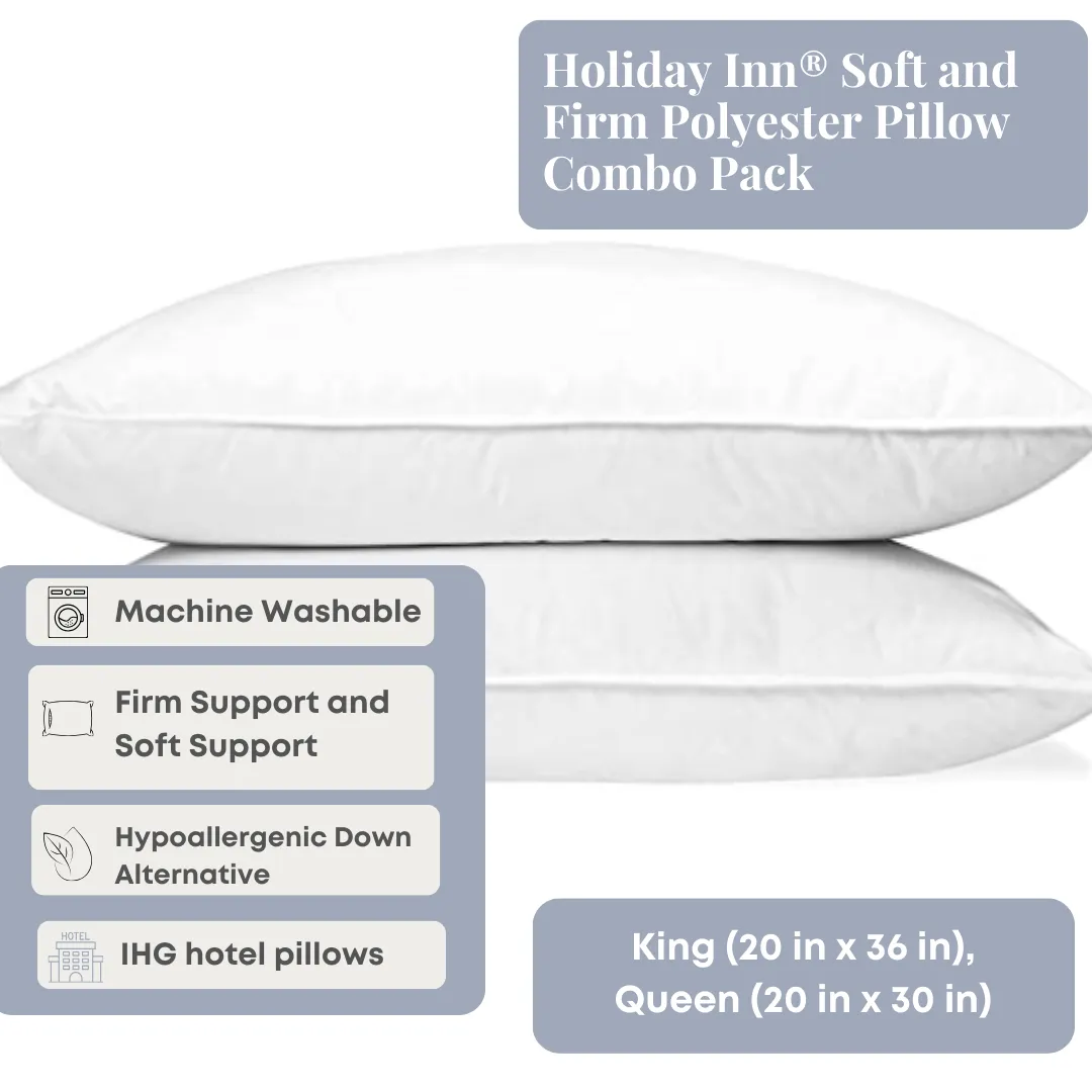 Holiday Inn<sup>®</sup> Soft and Firm Polyester Pillow Combo Pack (Includes 2 Pillows)