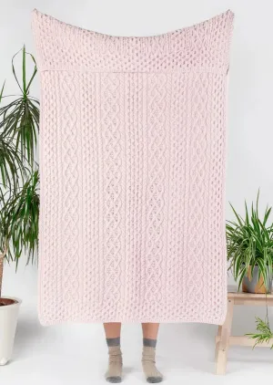 IrelandsEye Cashmere Merino Aran Throw | Pink Mist