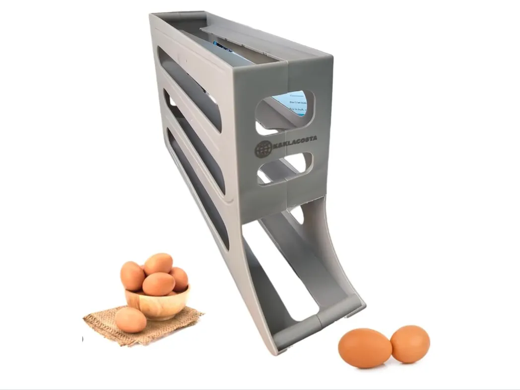 K&KLACOSTA 4 Tier Egg Tray, Automatic Egg Rolling Dispenser Rack for Storing Organizing Distributing and Rolling Eggs in Refrigerator Stackable, Kitchens, Cabinets, Dining