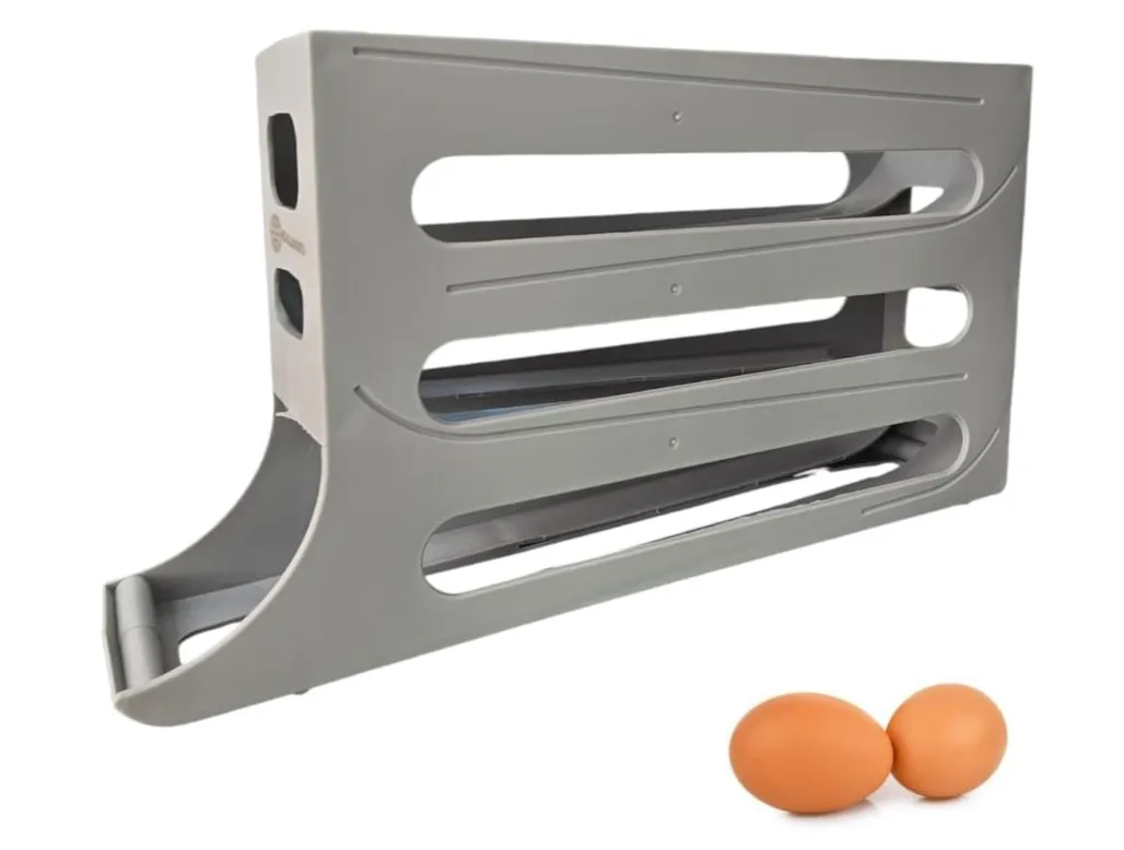 K&KLACOSTA 4 Tier Egg Tray, Automatic Egg Rolling Dispenser Rack for Storing Organizing Distributing and Rolling Eggs in Refrigerator Stackable, Kitchens, Cabinets, Dining