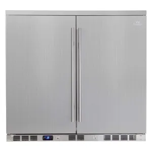 KingsBottle 36 Inch Outdoor Built-In Beverage Refrigerator with High/low-temperature Alarm and Energy-saving Management KBU56ASD