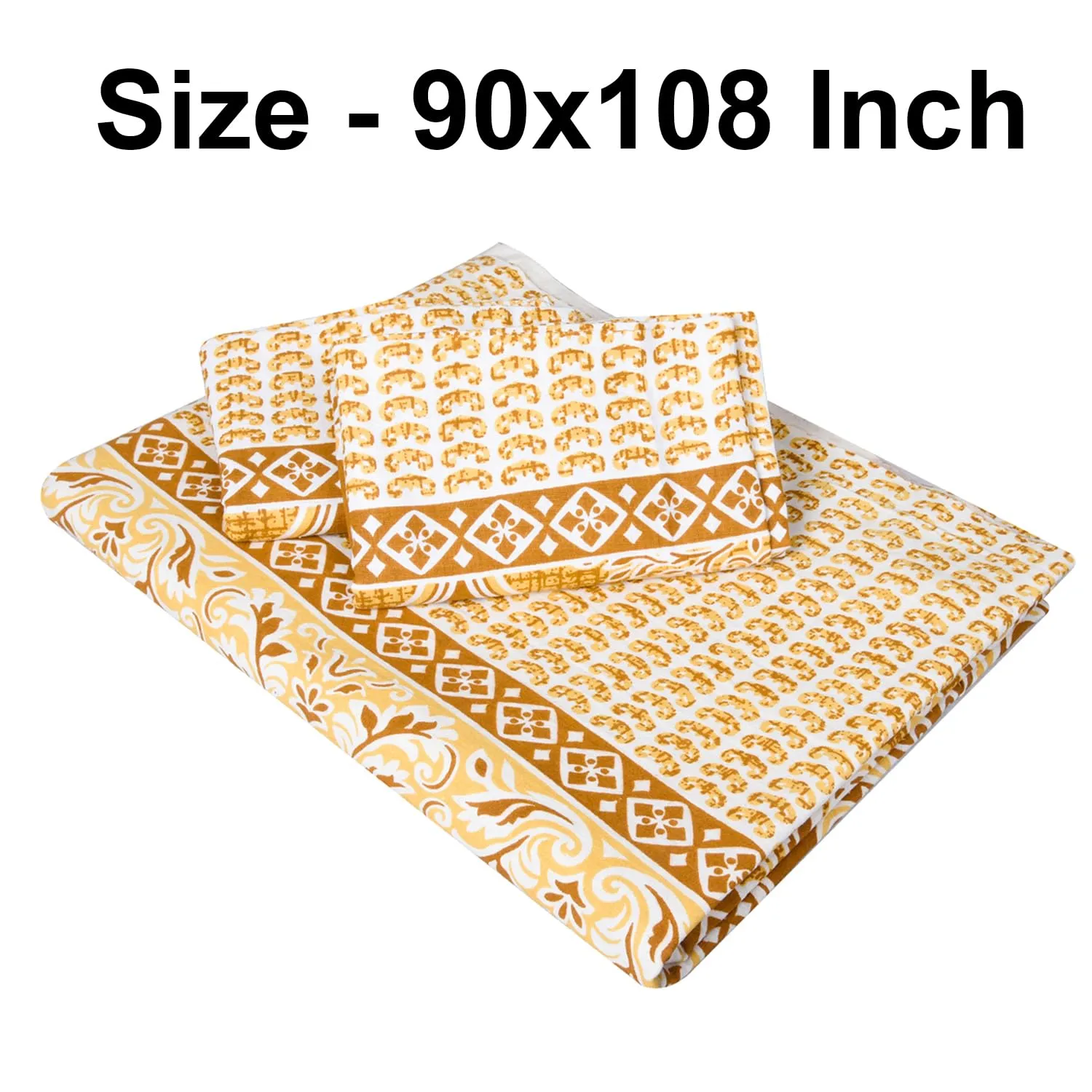 Kuber Industries Double Bedsheet | Premium Cotton Bedsheet with 2 Pillow Covers | Bedsheet for Bedroom | Bedsheet for Double Bed | Flower Heritage | 90x108 Inch | Brown