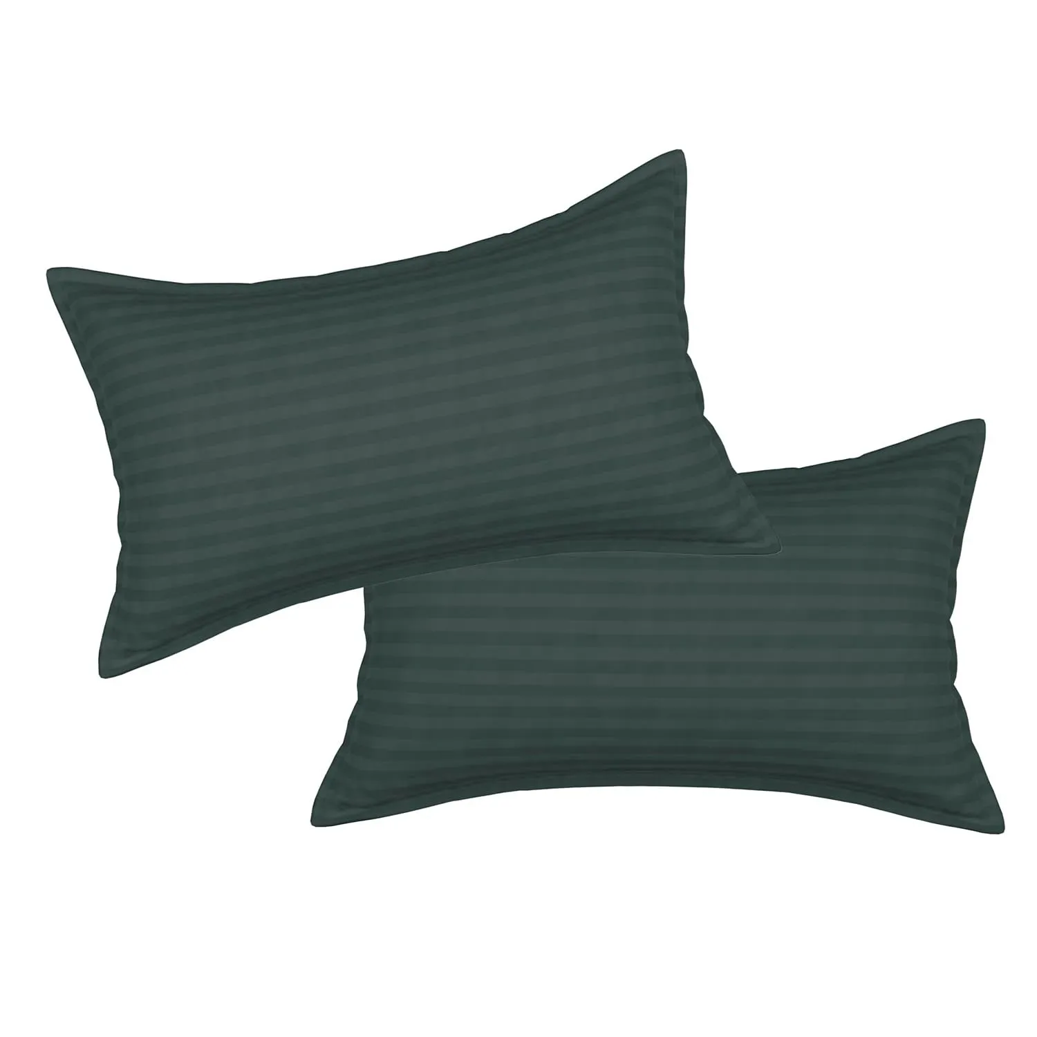 Kuber Industries Pillow Cover | Cotton Pillow Cover | Striped Pattern Pillow Cover | Soft Pillow Cover for Home | Pillow Cover for Bedroom | Set of 2 | Green