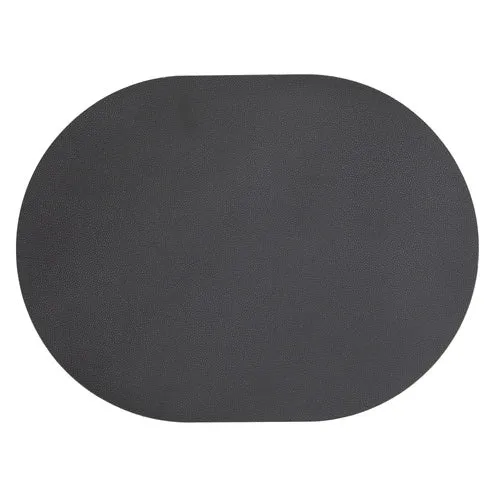 Ladelle Hugo Oval Charcoal Vinyl 4pk Placemat - 33x44cm