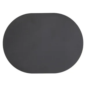 Ladelle Hugo Oval Charcoal Vinyl 4pk Placemat - 33x44cm