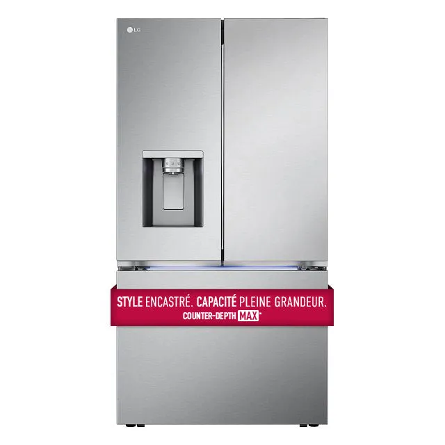 LG 26 cu. ft. Smart Counter-Depth MAX™ Stainless Steel French Door Refrigerator with Four Types of Ice - LRYXC2606S