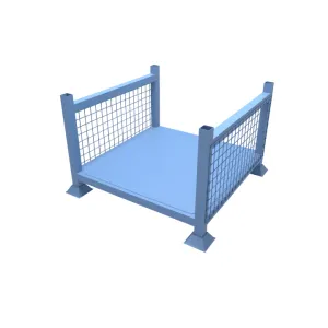 Metal Stillage with 2 Mesh Sides & Solid Base