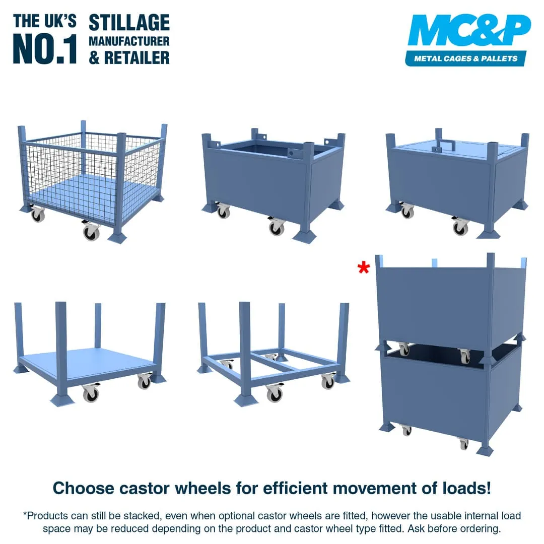 Metal Stillage with 2 Mesh Sides & Solid Base