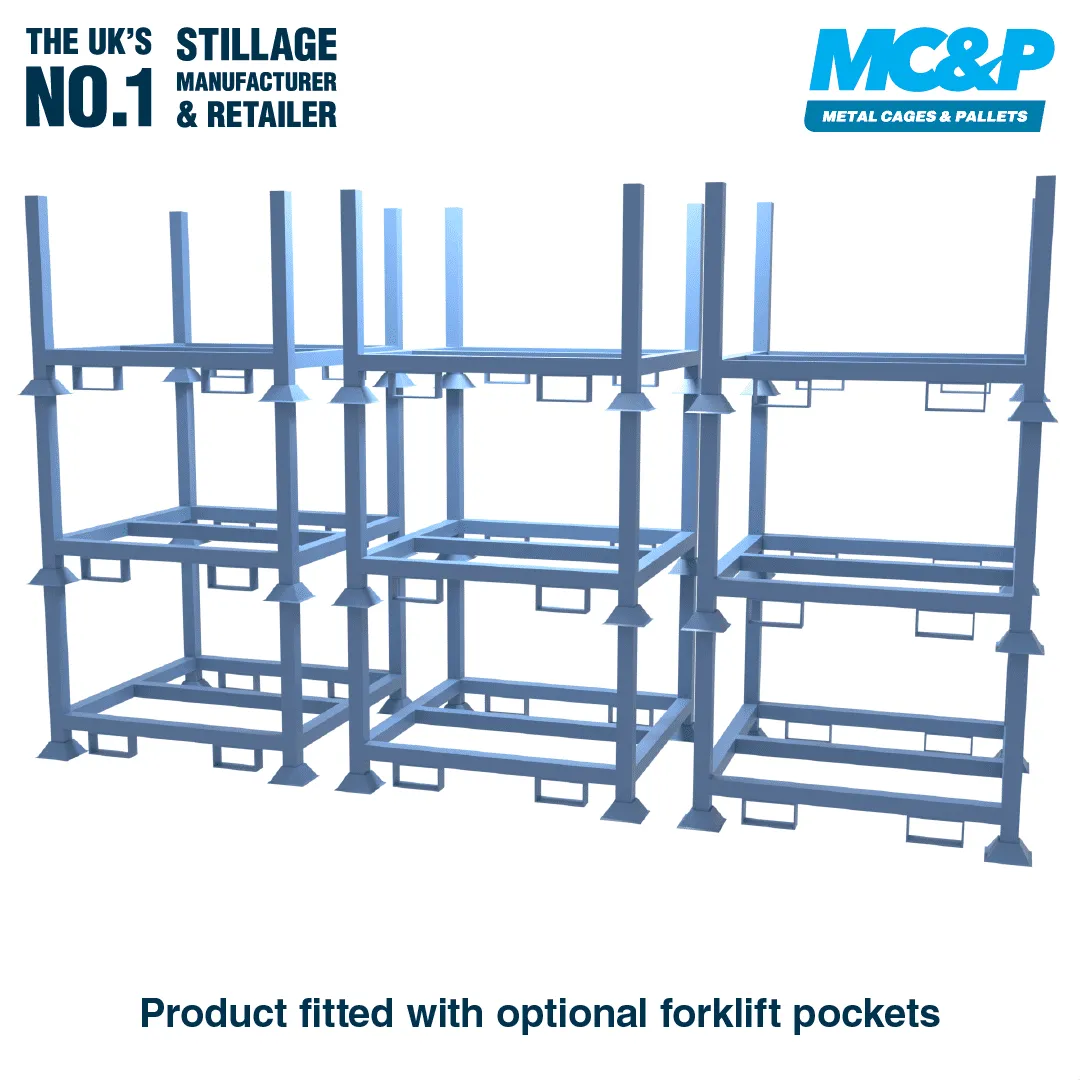 Metal Stillage with 2 Mesh Sides & Solid Base