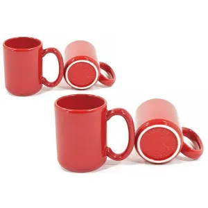 Mug Set - Set of 4 - Red | Solid Color 15 oz