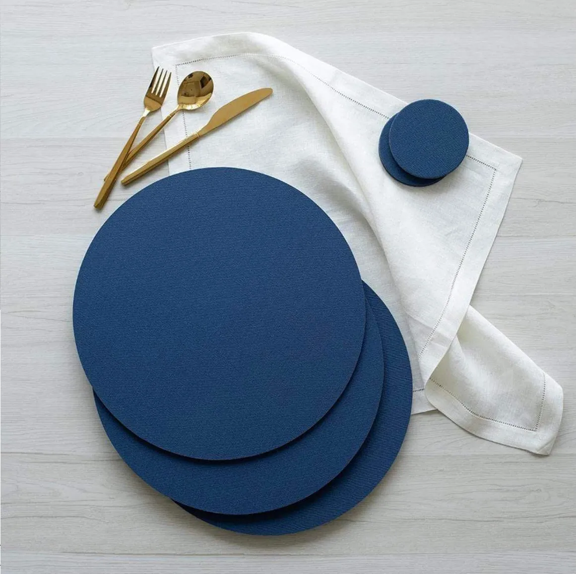 Navy Round Canvas Placemat