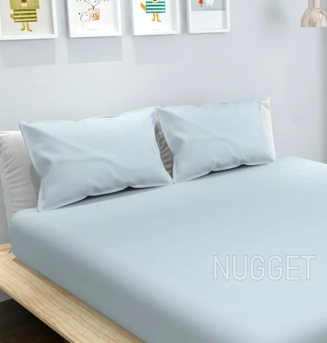 Nugget - 240 TC Solid Color Elastic Fitted King Size Glace Cotton Bedsheet with 2 Pillow Covers | Size 72 inch x 78 inch Bedsheet is Wrinkle Resistant, Non-Pilling Besheet (Silver Grey)