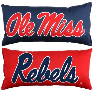 Ole Miss Rebels 2 Sided Bolster Travel Pillow, 16" x 8", Made in the USA