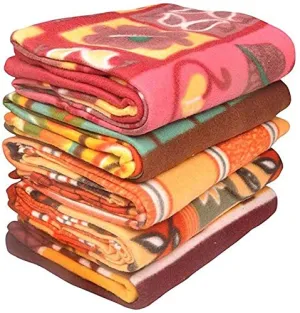 OMAJA HOME Latest Printed Polar Fleece Double Bed Blanket Pack of 5 (Multi-Color)