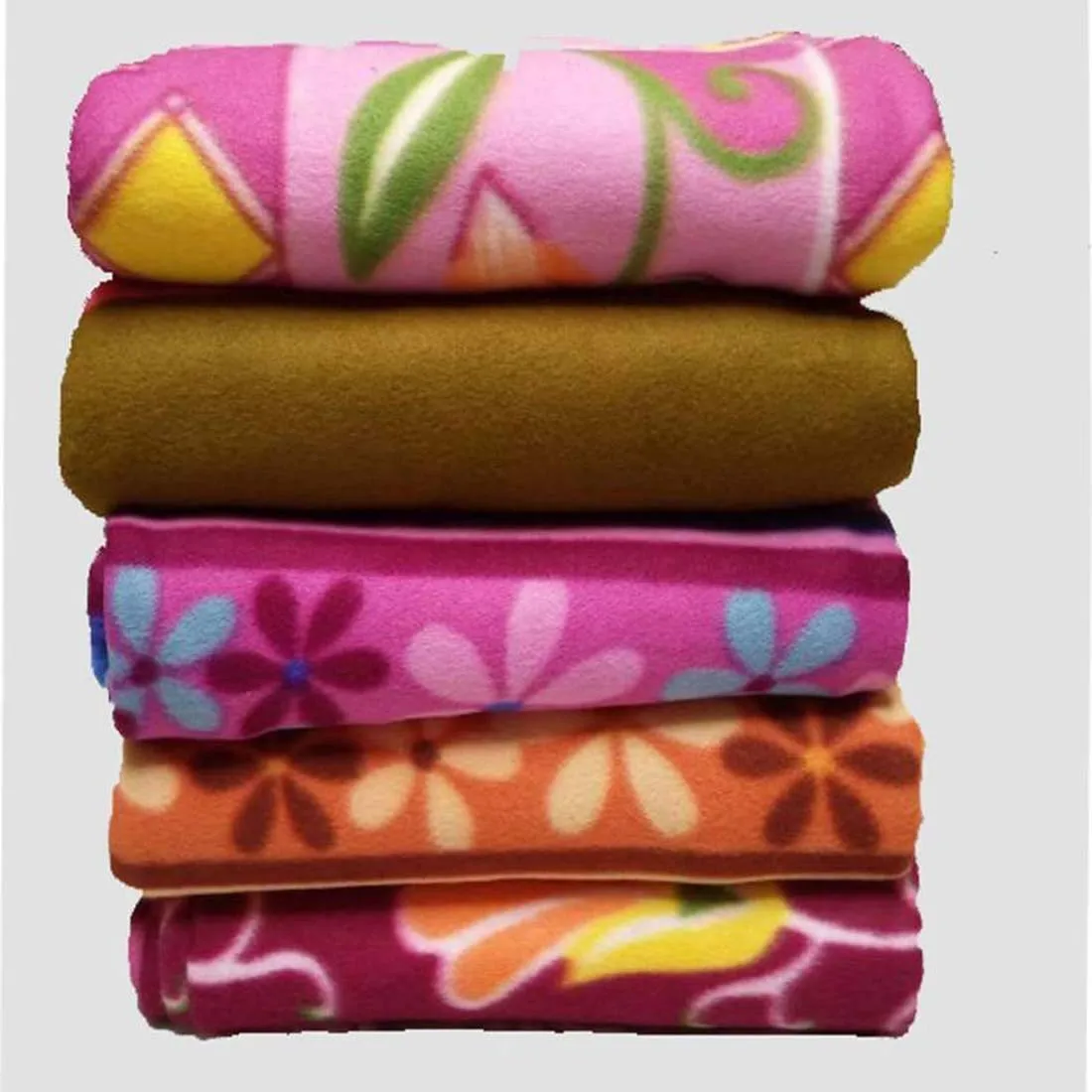 OMAJA HOME Latest Printed Polar Fleece Double Bed Blanket Pack of 5 (Multi-Color)