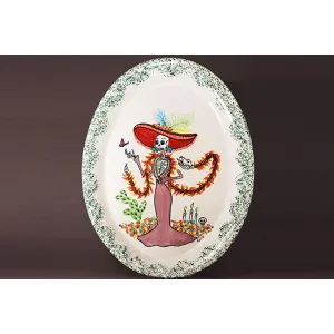 Oval Serving Platter - Katrina Red Dress | Day of the Dead