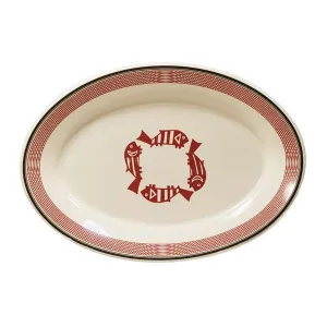 Oval Serving Platter - Mimbreño Four Fish White & Maroon | Mimbreño