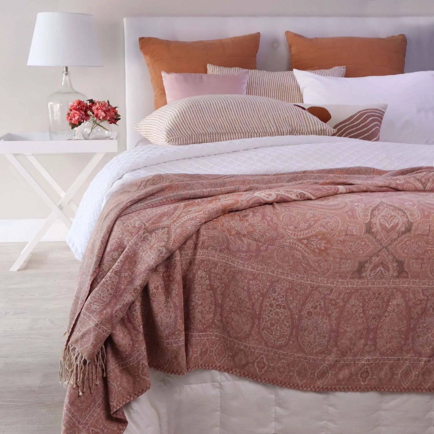 Paisley pure cotton Throw blanket Peony