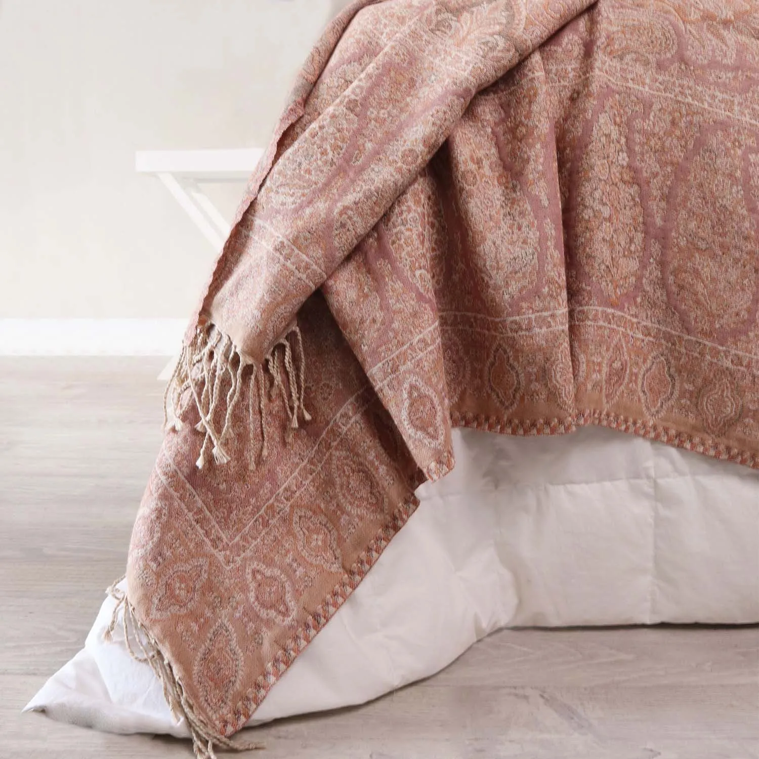 Paisley pure cotton Throw blanket Peony