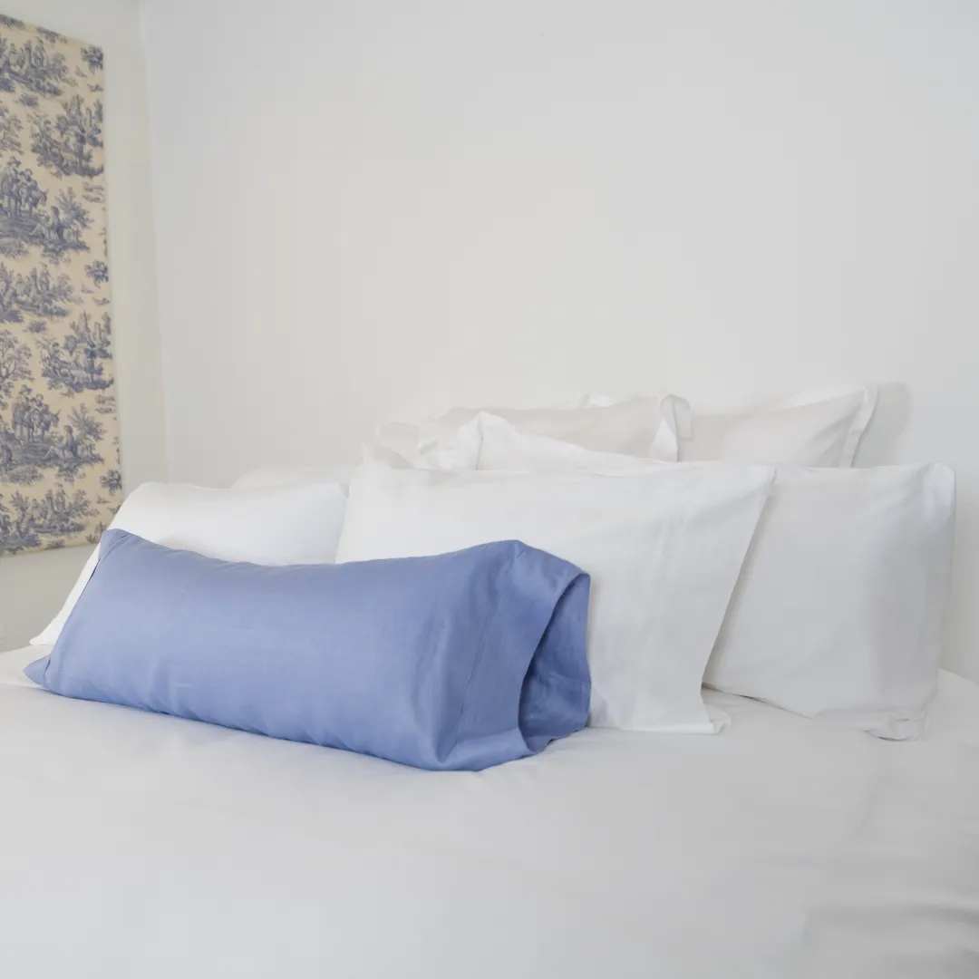 periwinkle linen covered pillow insert