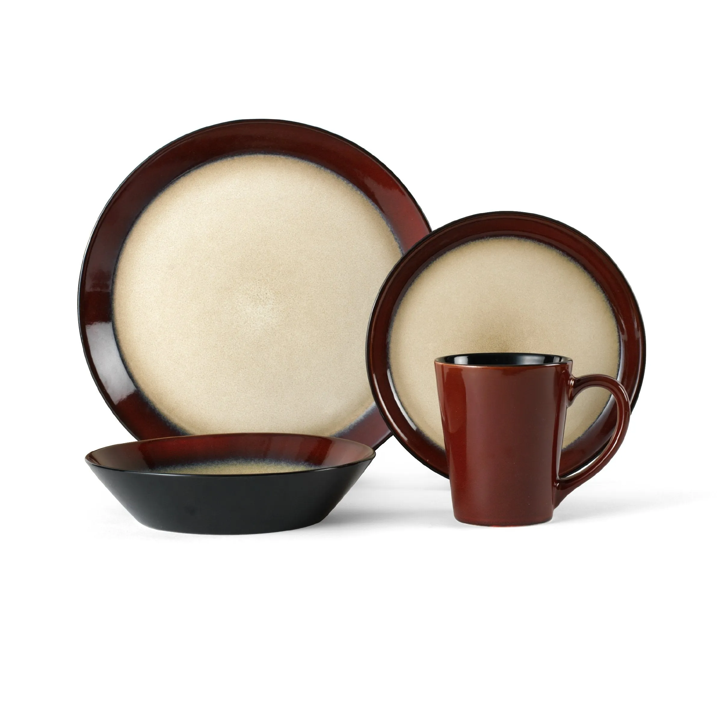 Pfaltzgraff Aria Red 16-Piece Stoneware Dinnerware Set, for 4