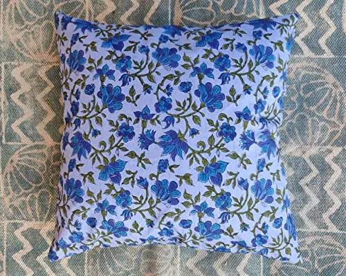 Prathaa Cushion Covers with Block Printed 16 X 16 inches for Living Room Cushion Covers | JYD_4