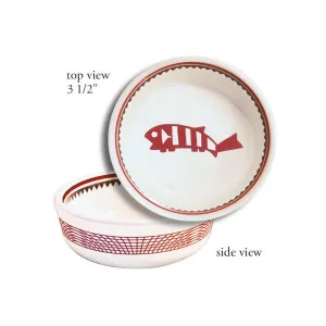 Ramekin - Mimbreño Fish White & Maroon | Mimbreño