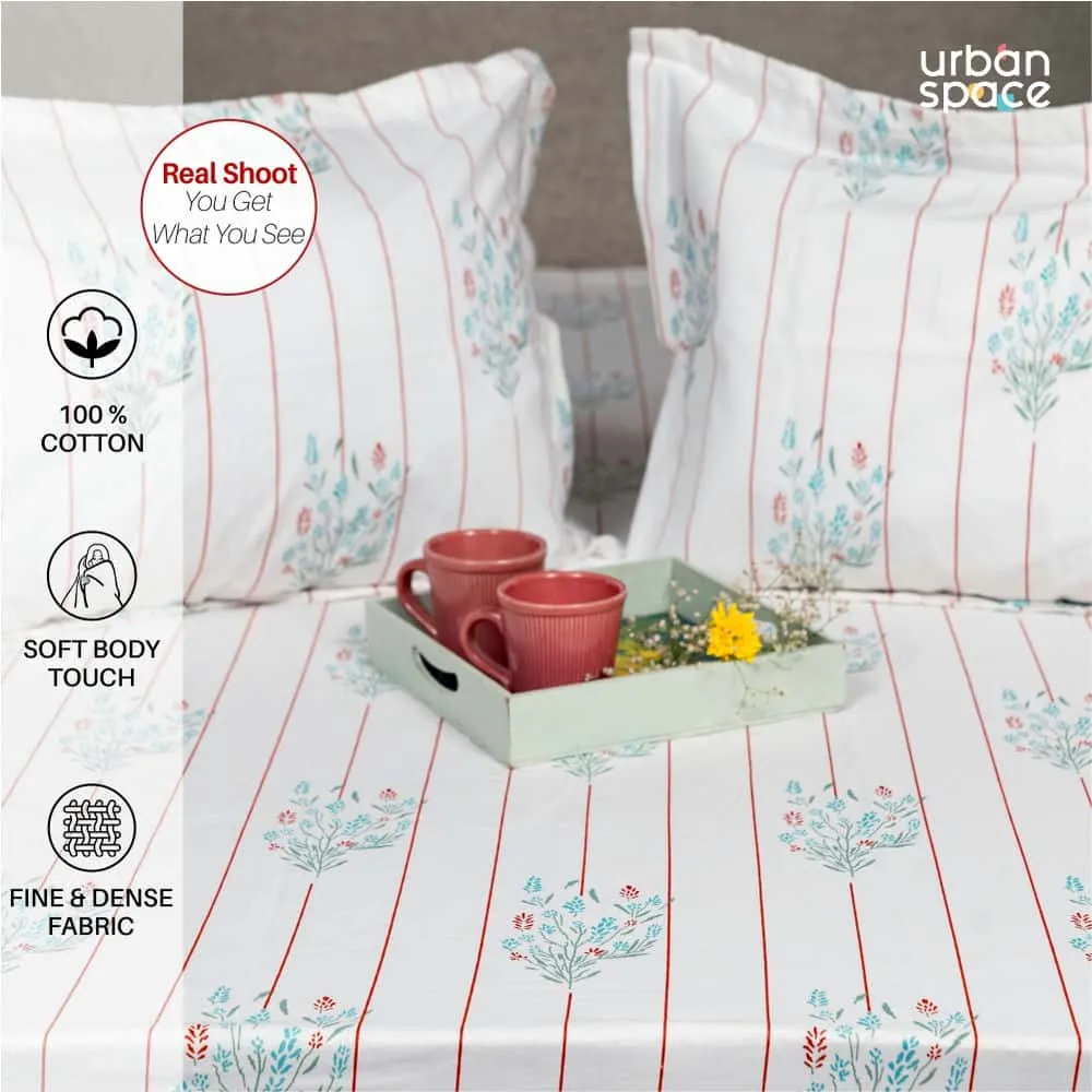 Regal Collection - Breathable 200 TC 100% Pure Cotton Single Bedsheet with Pillow Cover, Rust Orange Dahlia