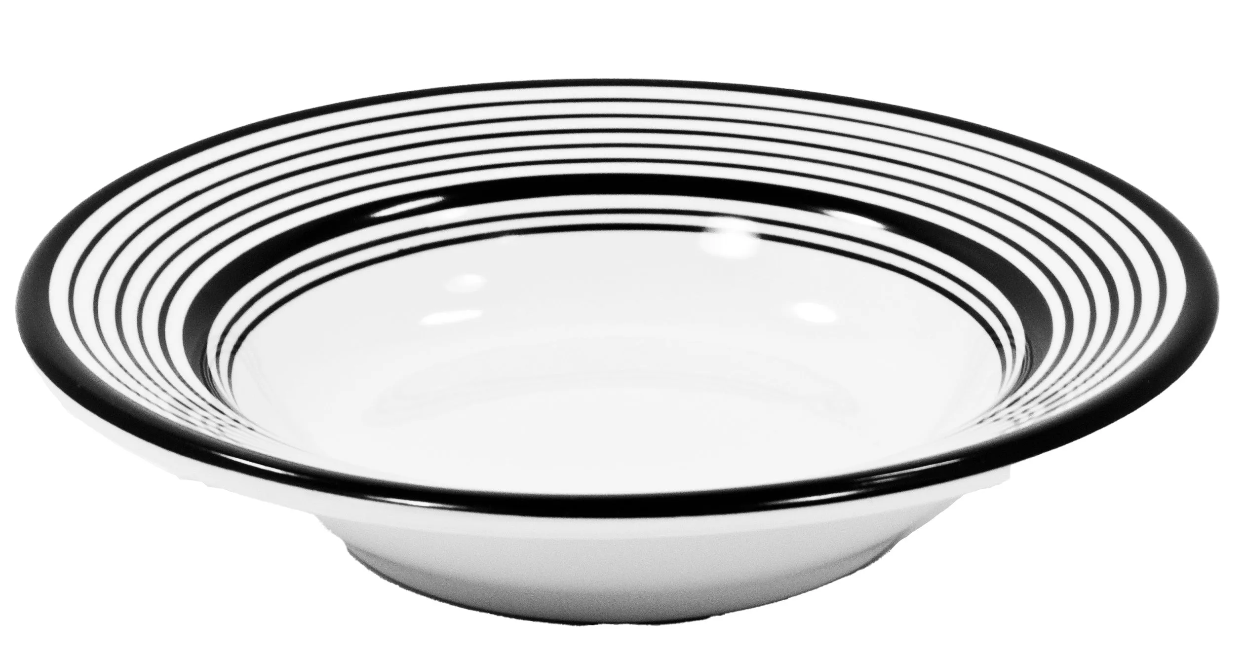 Rimmed Soup Bowl Set - Set of 4 - White & Black | Tuxedo 12 oz, 9″ diameter