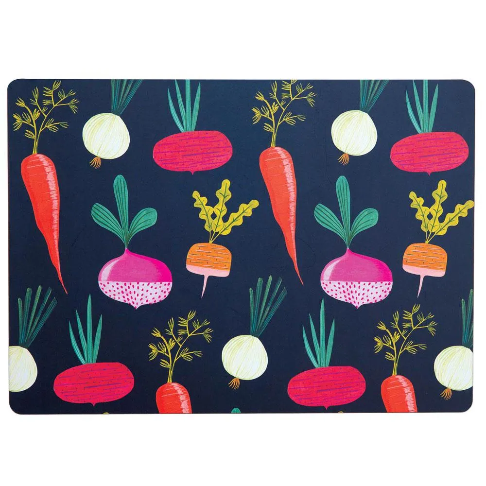 Root Veggies Blue Art Placemats - Set Of Four