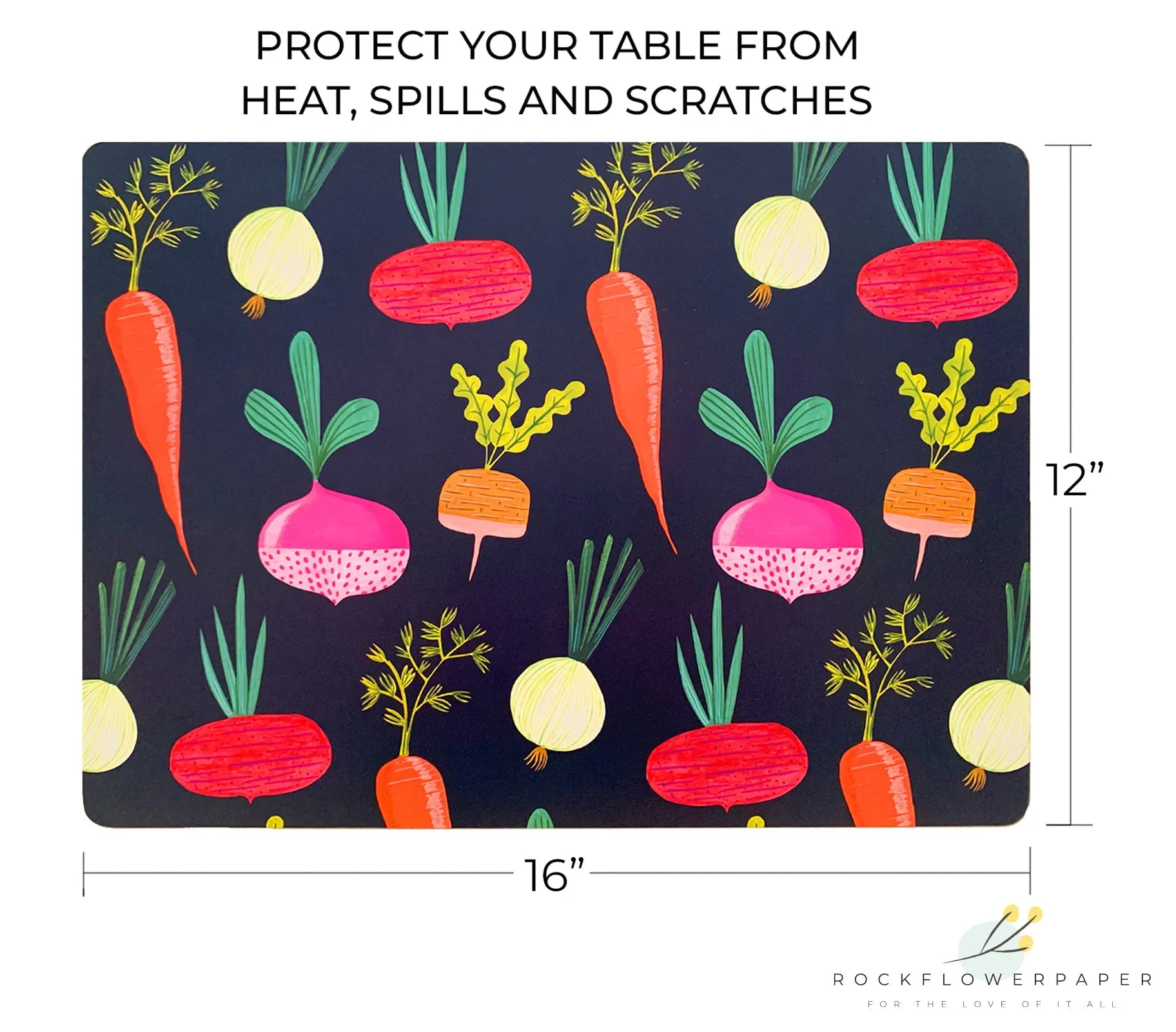 Root Veggies Blue Art Placemats - Set Of Four