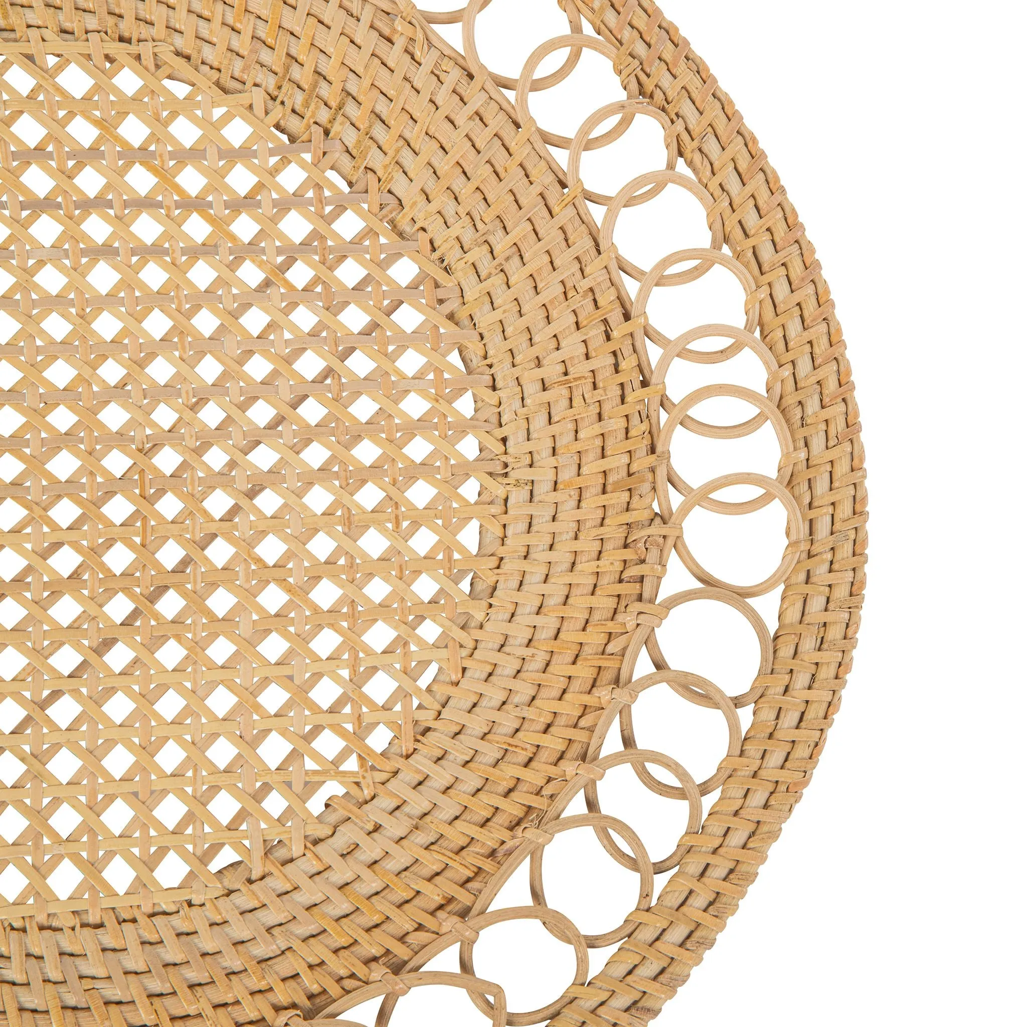 Round 15 in. Rattan Decorative Placemats (Set of 2 pc) with Curl Edge, Natural Color