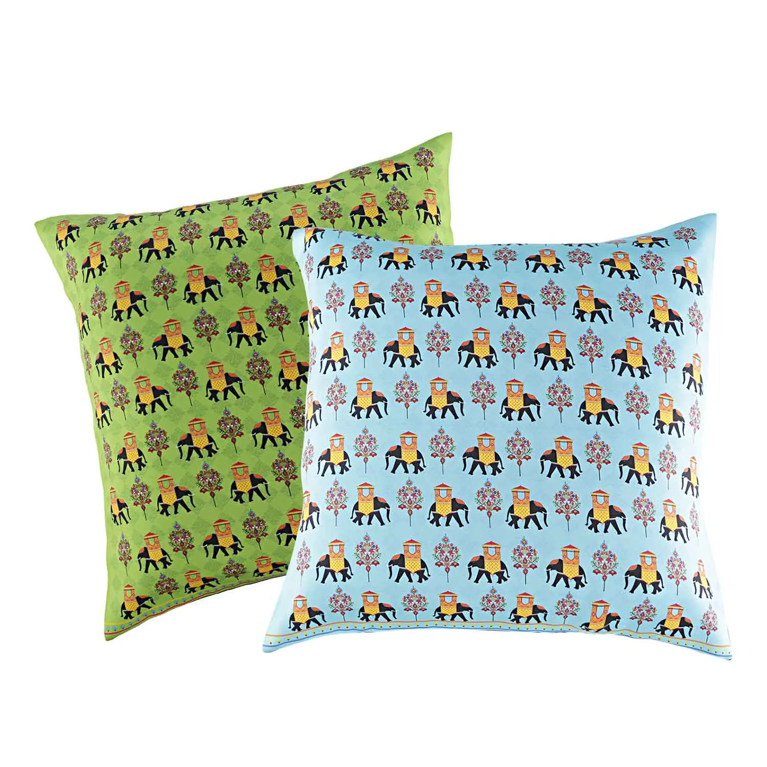 Royal Tusker Satin Cushion Covers - 16 in x 16 in - Set of 2