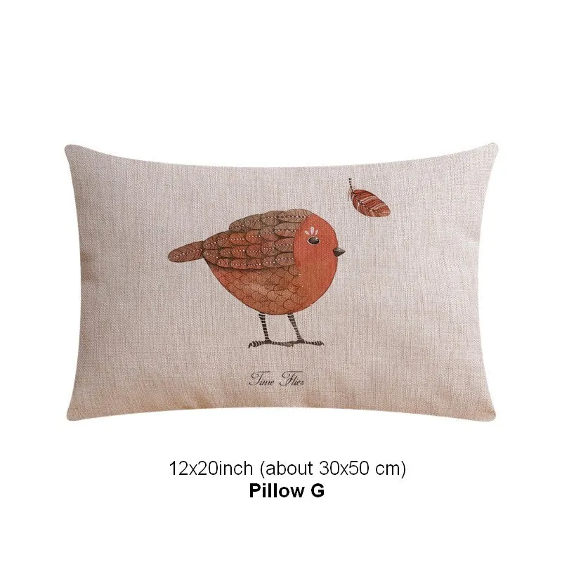 Simple Decorative Pillow Covers, Decorative Sofa Pillows for Children's Room, Love Birds Throw Pillows for Couch, Singing Birds Decorative Throw Pillows
