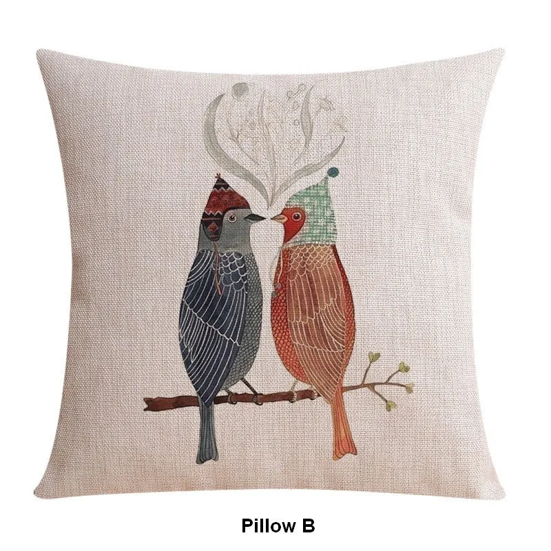 Simple Decorative Pillow Covers, Decorative Sofa Pillows for Living Room, Love Birds Throw Pillows for Couch, Singing Birds Decorative Throw Pillows