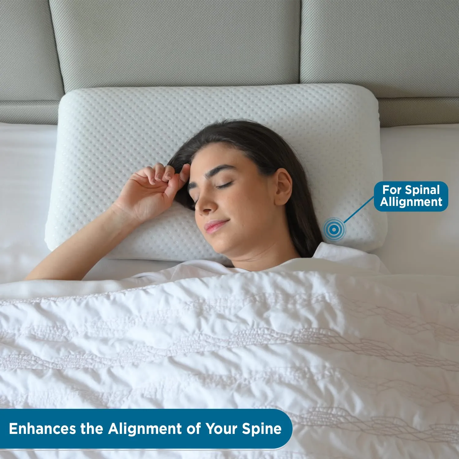 Sleepsia Memory Foam Cervical Orthopedic Ultimate Comfort Bed Pillow for Sleeping Suitable for Back, Side & Stomach Sleeper with Cover (Standard, Pack of 1) 23"X14.5"X4"