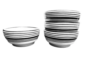 Small Bowl Set - Set of 4 - White & Black | Tuxedo 11 oz, 4 1/2"