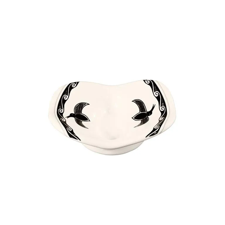 Soap Dish, Spoon Rest - White & Black Hummingbird | Mimbreño