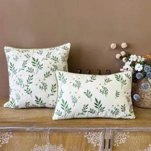 Spring Flower Sofa Decorative Pillows, Farmhouse Decorative Throw Pillows, Embroider Flower Cotton Pillow Covers, Flower Decorative Throw Pillows for Couch