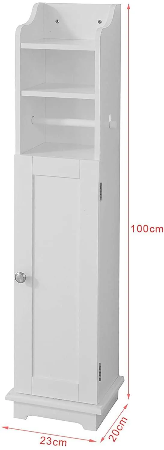 Toilet Paper Holder with Storage, Freestanding Cabinet, Toilet Brush Holder and Toilet Paper Dispenser 20x100x18 cm