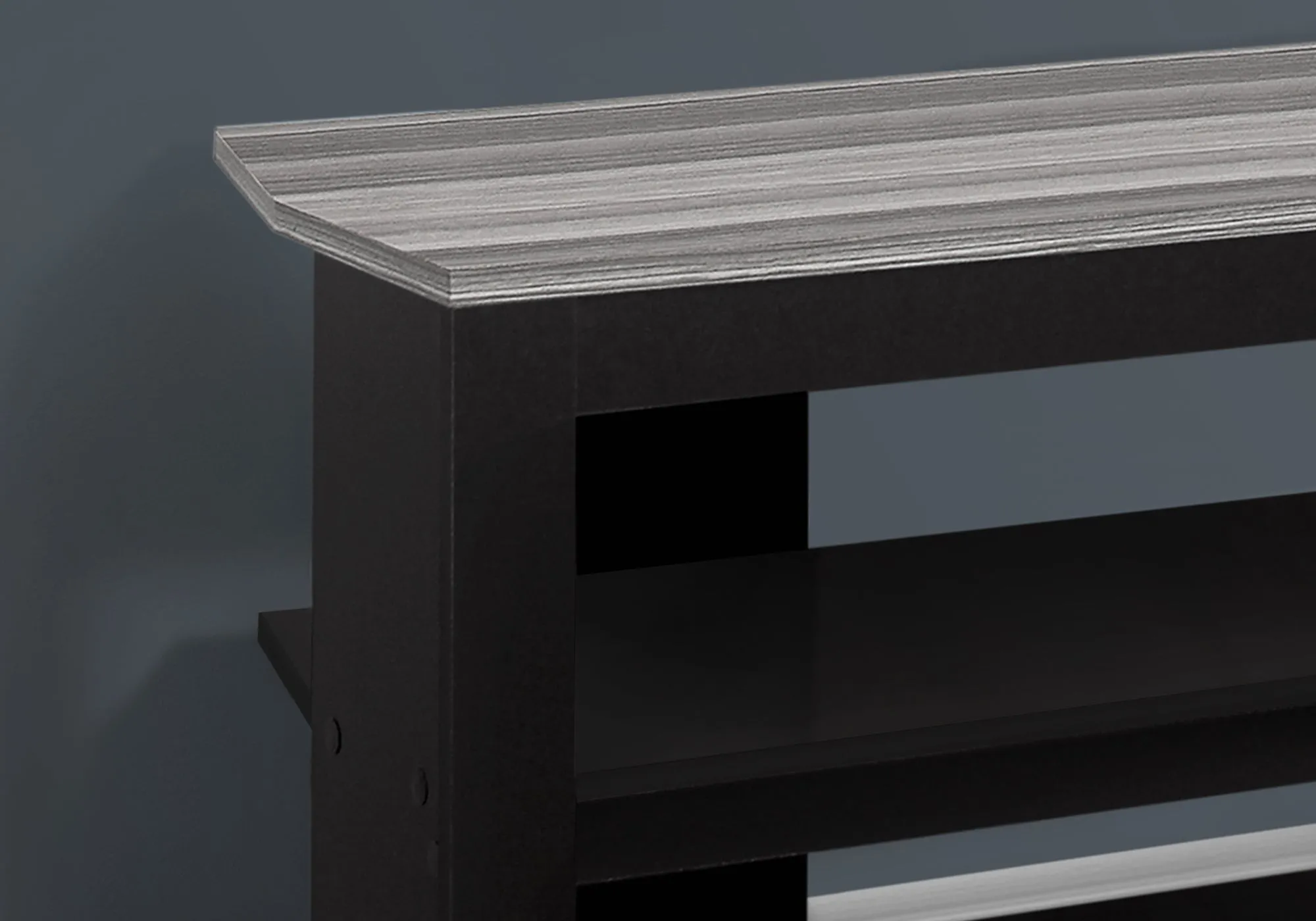 Tv Stand - 42"L / Black / Grey Top Corner