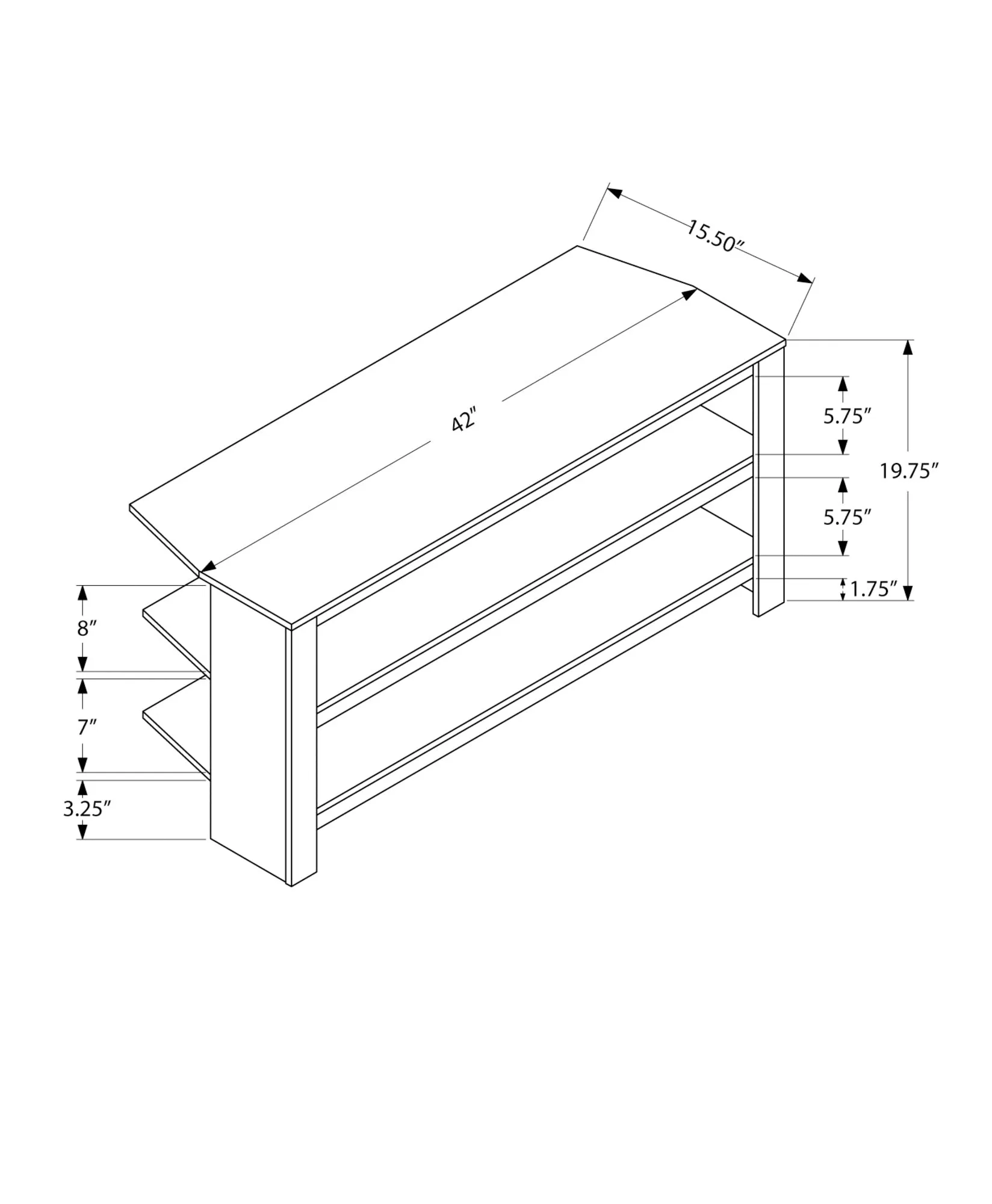 Tv Stand - 42"L / Black / Grey Top Corner