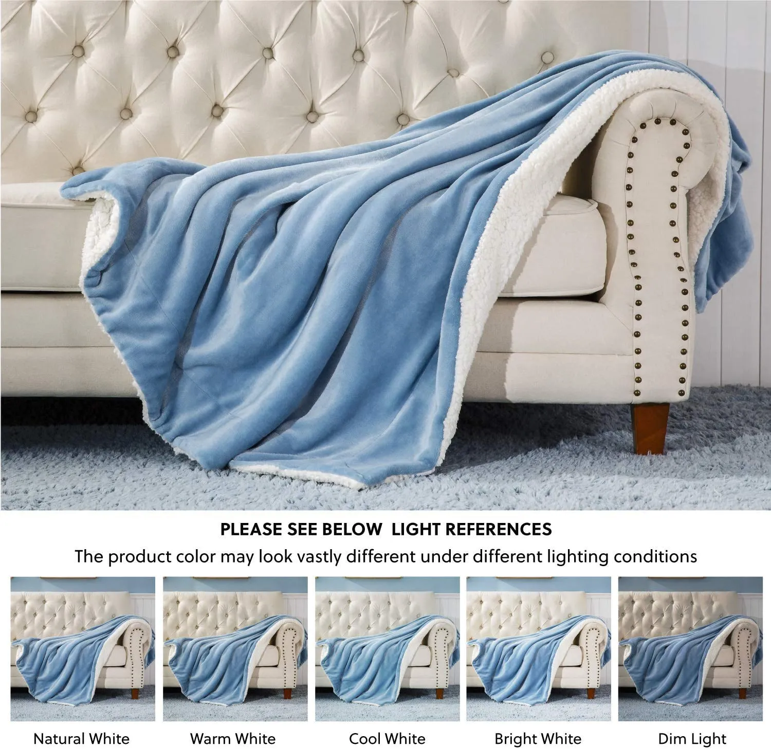 VAS COLLECTIONS - Polyester Micromink Summer AC Blanket Sherpa Super Soft Flannel Solid/Plain AC Dohar/Comforter, Sky Blue, Size 150X225 Cms (Approx 4.7 x 7 ft) (Single) skinfriendly