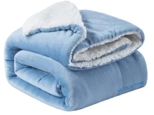 VAS COLLECTIONS - Polyester Micromink Summer AC Blanket Sherpa Super Soft Flannel Solid/Plain AC Dohar/Comforter, Sky Blue, Size 150X225 Cms (Approx 4.7 x 7 ft) (Single) skinfriendly