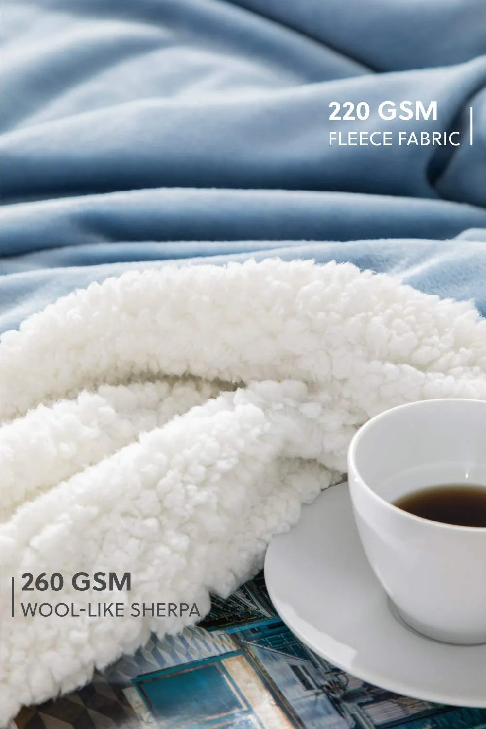 VAS COLLECTIONS - Polyester Micromink Summer AC Blanket Sherpa Super Soft Flannel Solid/Plain AC Dohar/Comforter, Sky Blue, Size 150X225 Cms (Approx 4.7 x 7 ft) (Single) skinfriendly