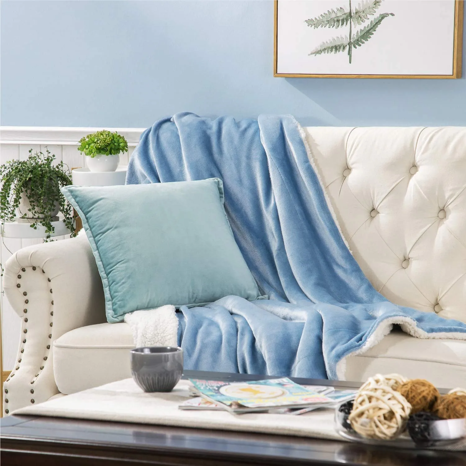 VAS COLLECTIONS - Polyester Micromink Summer AC Blanket Sherpa Super Soft Flannel Solid/Plain AC Dohar/Comforter, Sky Blue, Size 150X225 Cms (Approx 4.7 x 7 ft) (Single) skinfriendly